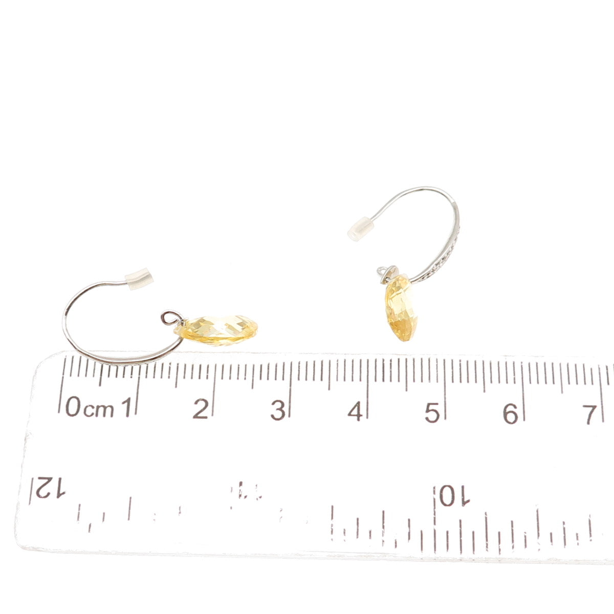 925 Sterling Silver Canary & White C Z Dangle Earrings