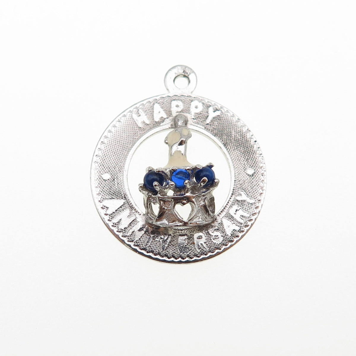 MARC MERCY 925 Sterling Silver Vintage Rhinestone Happy Birthday Charm Pendant