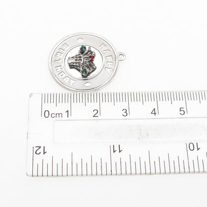 925 Sterling Silver Vintage Rhinestone Happy Birthday Charm Pendant