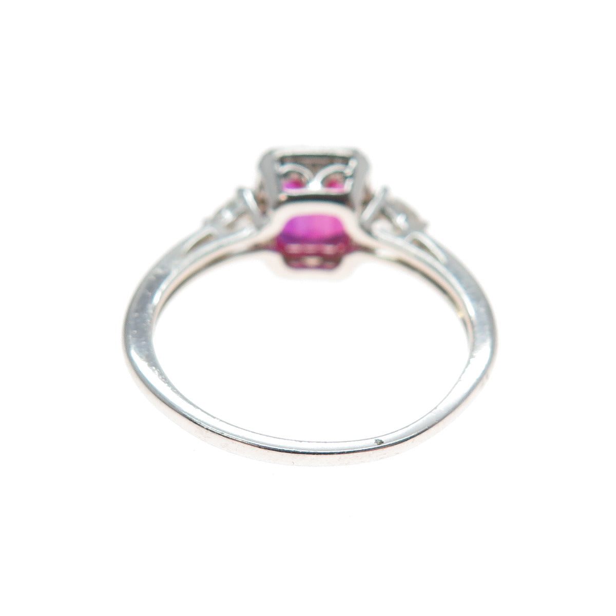 SAI 925 Sterling Silver Lab-Created Ruby & Real White Topaz Ring Size 6.75