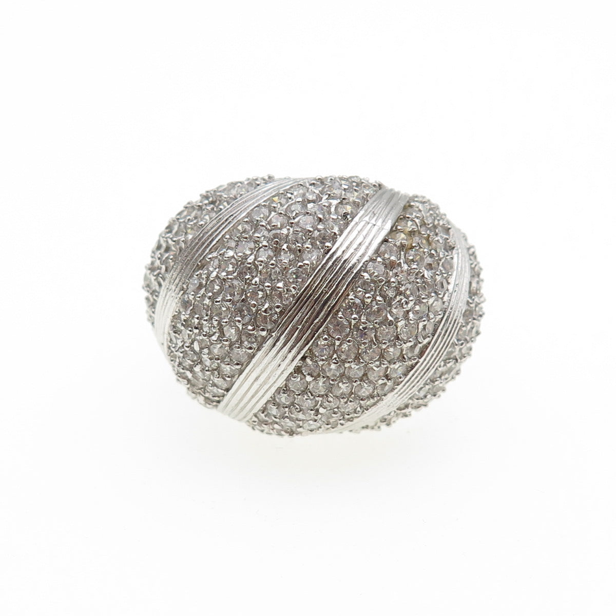 925 Sterling Silver Round-Cut C Z Dome Ring Size 6.25