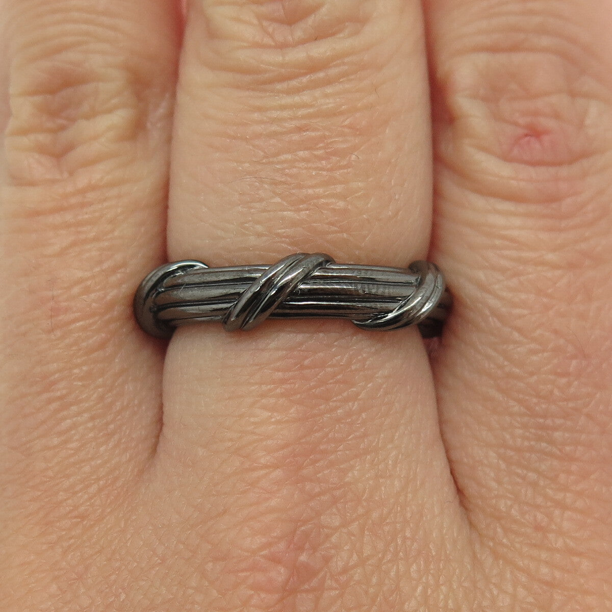 PETER THOMAS ROTH 925 Sterling Silver Black Rhodium Modernist Band Ring Size 7