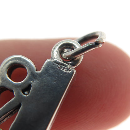 925 Sterling Silver Vintage Love Oxidized Minimalist Charm Pendant