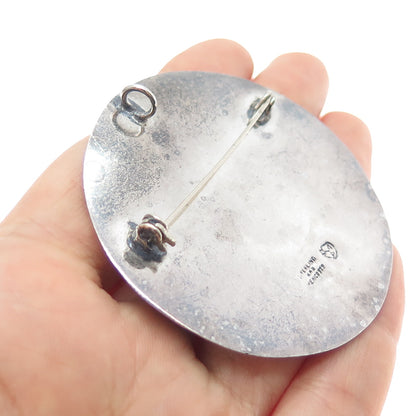 925 Sterling Silver Vintage Mexico Totonac Culture Oxidized Pin Brooch / Pendant