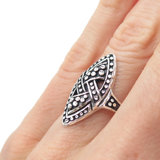 SILVER FOX 925 Sterling Vintage Modernist Dotted Oxidized Ring Size 6.25