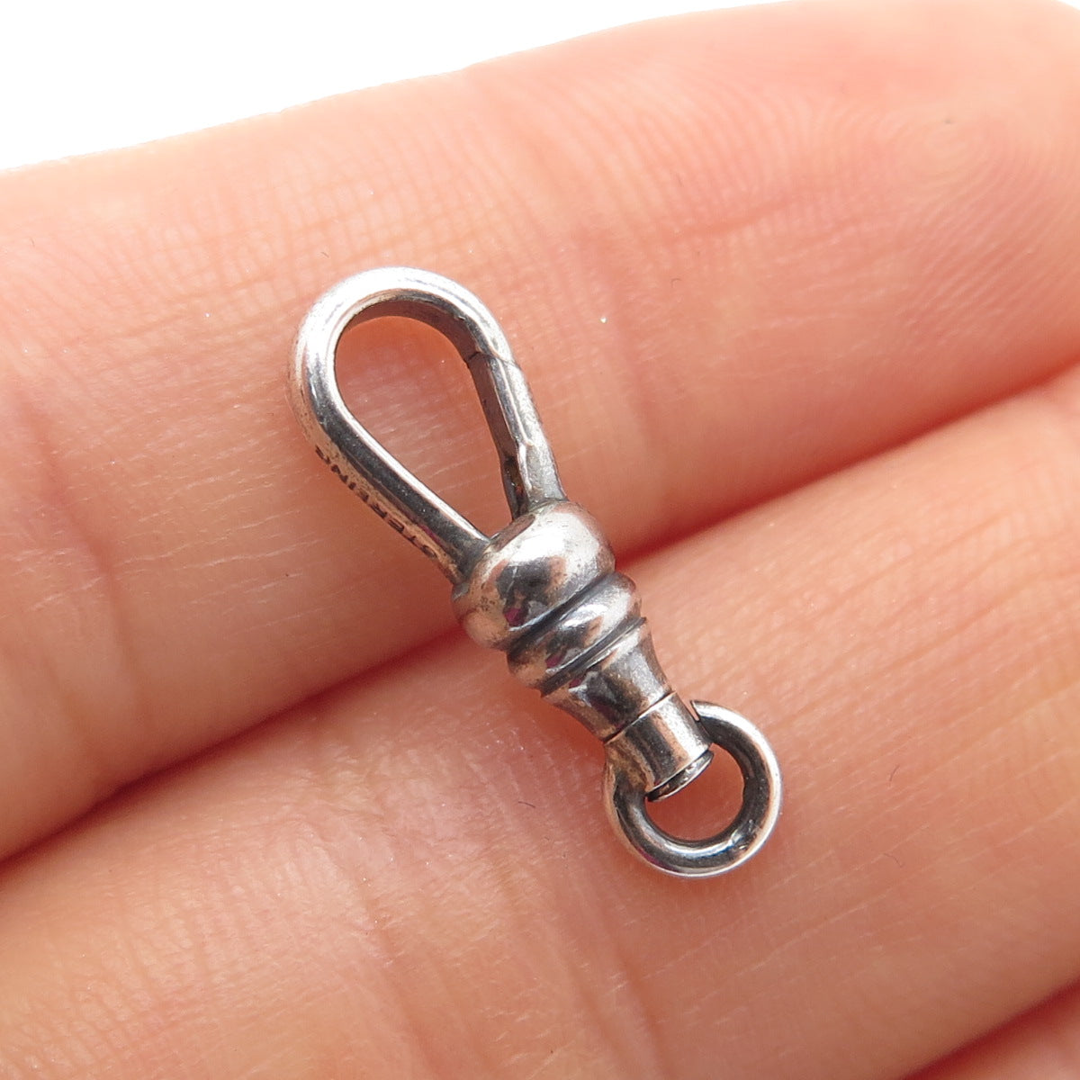 Old Stock 925 Sterling Silver Antique Bracelet / Necklace Carabiner Lobster Lock