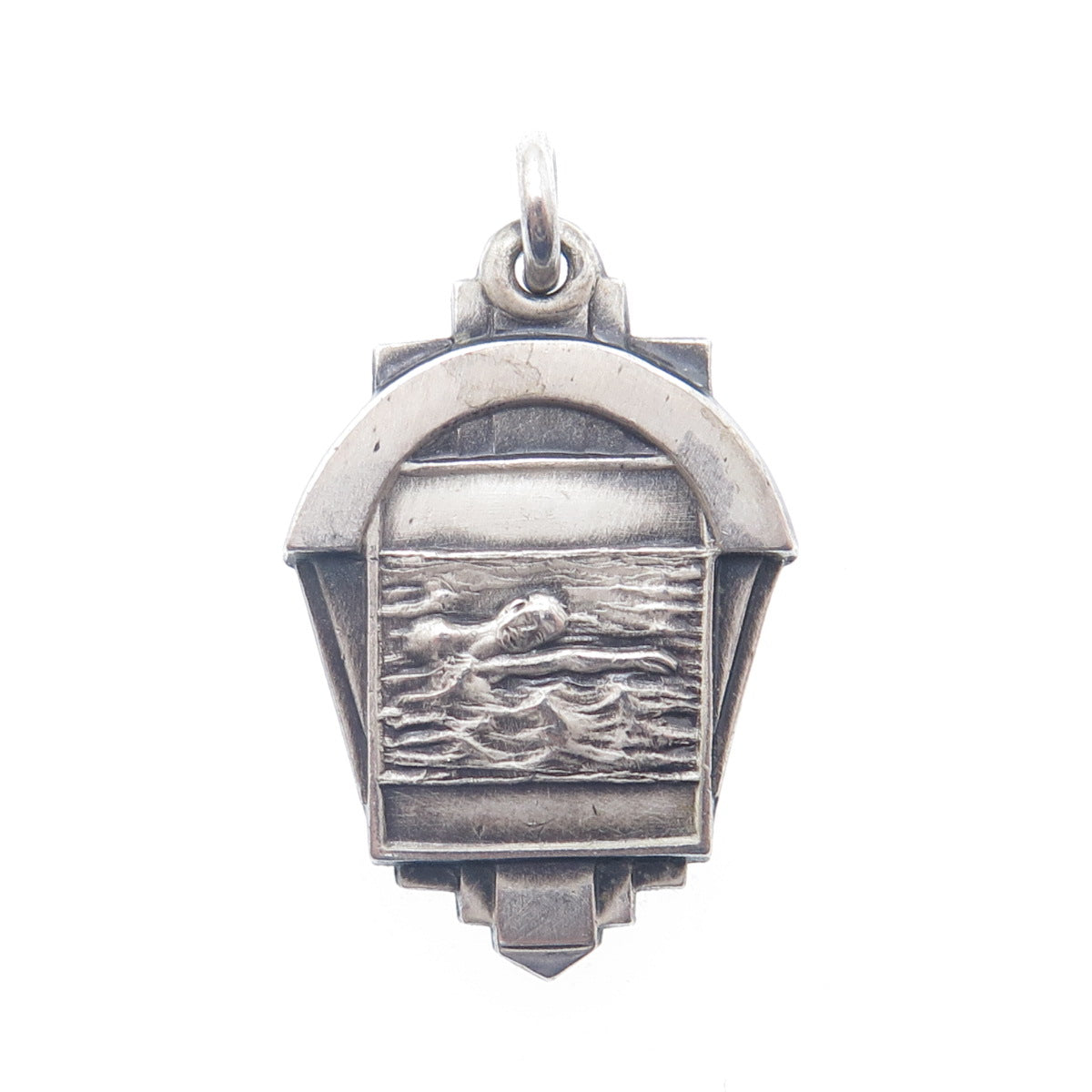 NOBLE & CO. Sterling Silver Vintage 1959 BCC Swimming Medal 2nd Place Pendant