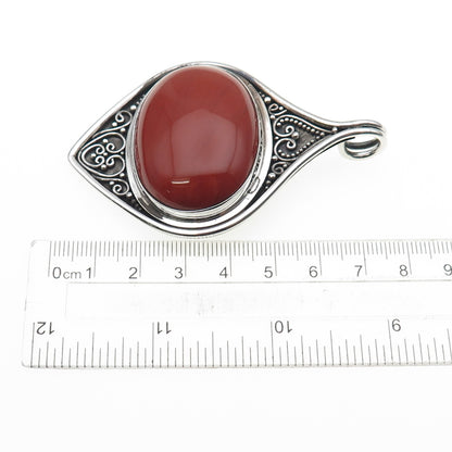 SUARTI BALI 925 Sterling Silver Vintage Real Red Jasper Oxidized Large Pendant