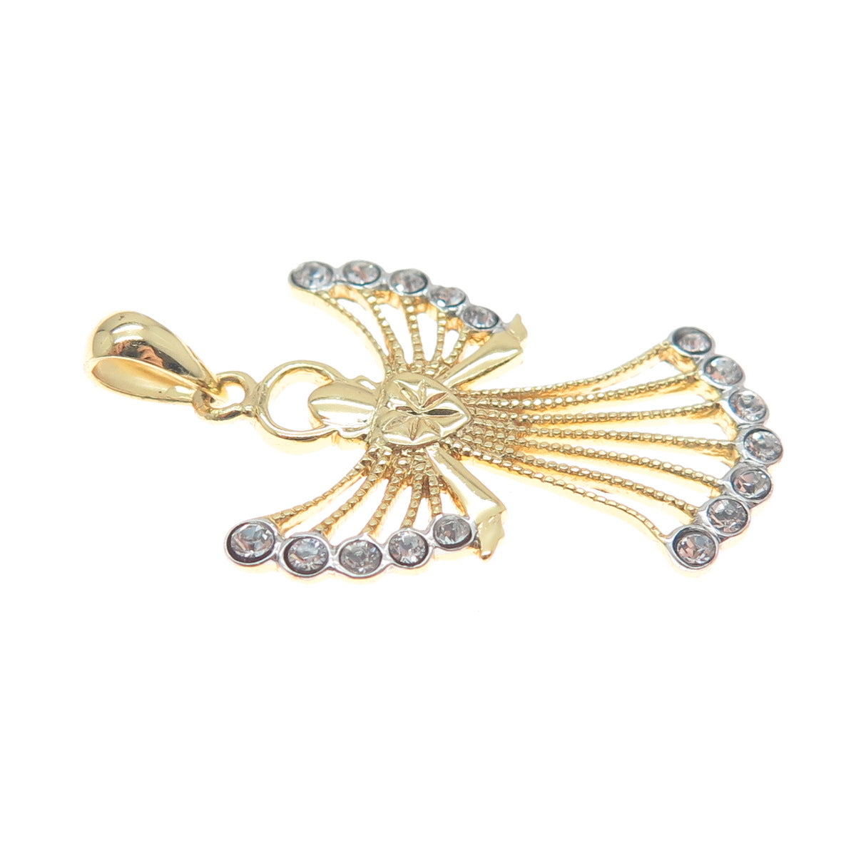 RL Richline Sterling Silver Gold Plated Round-Cut C Z Angel Minimalist Pendant