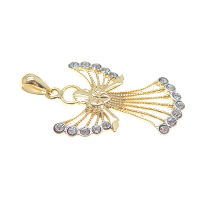 RL Richline Sterling Silver Gold Plated Round-Cut C Z Angel Minimalist Pendant