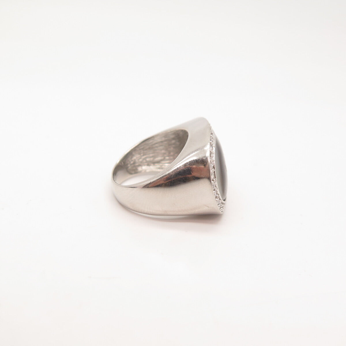 925 Sterling Silver Vintage Real Abalone Shell & C Z Ring Size 7.5