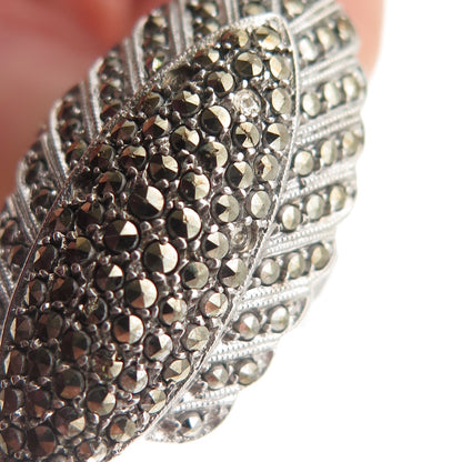 925 Sterling Antique Art Deco Real Marcasite Ring Size 7.25 (missing 3 stones)