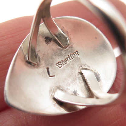 Lincoln Robert Navajo Old Pawn Sterling Silver Vintage Malachite Ring Size 7.75