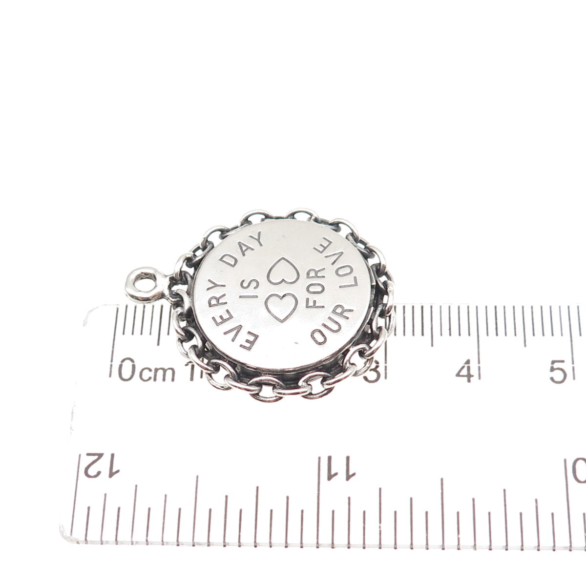 Beau Sterling Silver Antique Art Deco Every Day Is For Our Love Charm Pendant