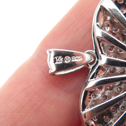 KEY STAR 925 Sterling Silver Round-Cut C Z Sparkle Heart Pendant