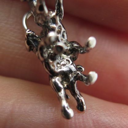 925 Sterling Silver Vintage Frisky Horse & Foal 3D Charm Pendant