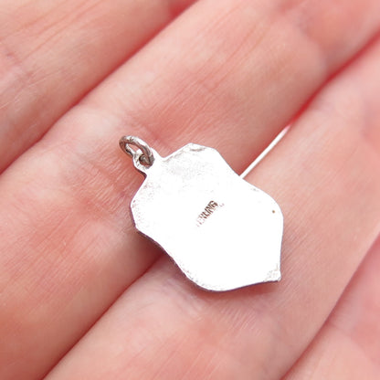 925 Sterling Silver Vintage Enamel Frankfurt am Main Germany Minimalist Pendant