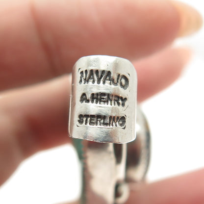 A. HENRY Navajo Old Pawn Sterling Tiger Eye Turquoise Double Sided Pendant