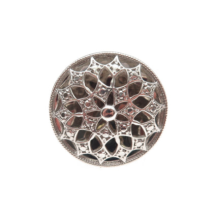 925 Sterling Silver Floral Dome Ring Size 6