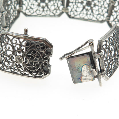 835 Silver Vintage Ornate Panel Link Bracelet 7"