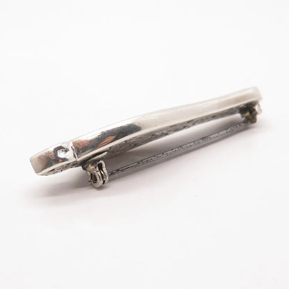 925 Sterling Silver Vintage Ornate Bar Pin Brooch