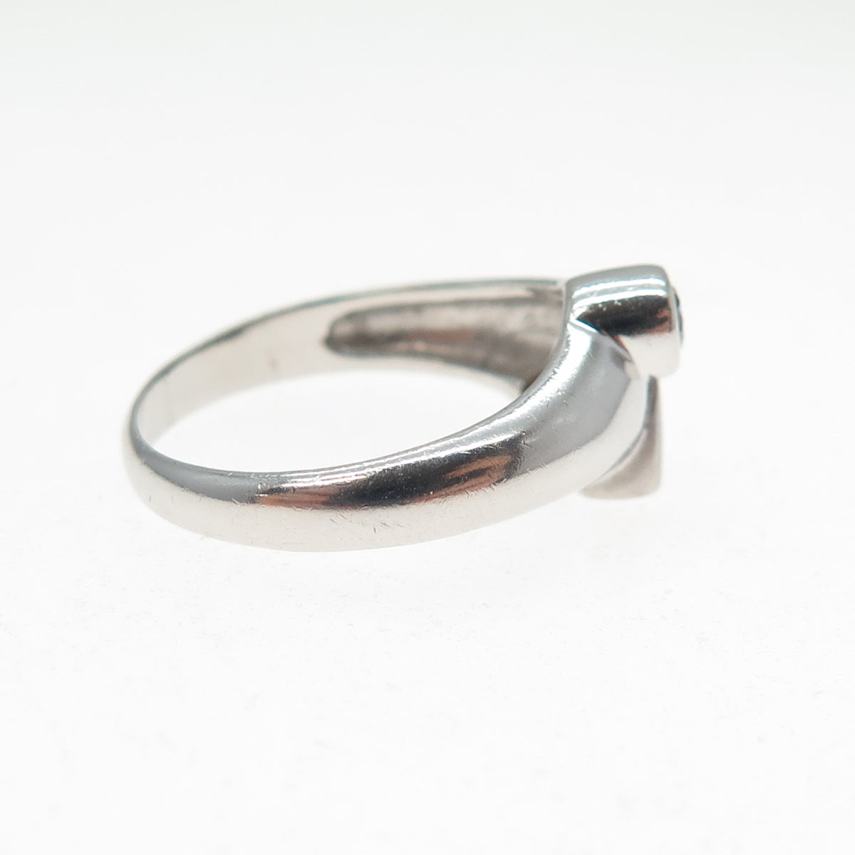 925 Sterling Silver Round-Cut C Z Modernist Ring Size 7
