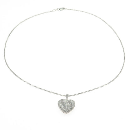 925 Sterling Silver Round-Cut C Z Heart Cable Chain Necklace 16"