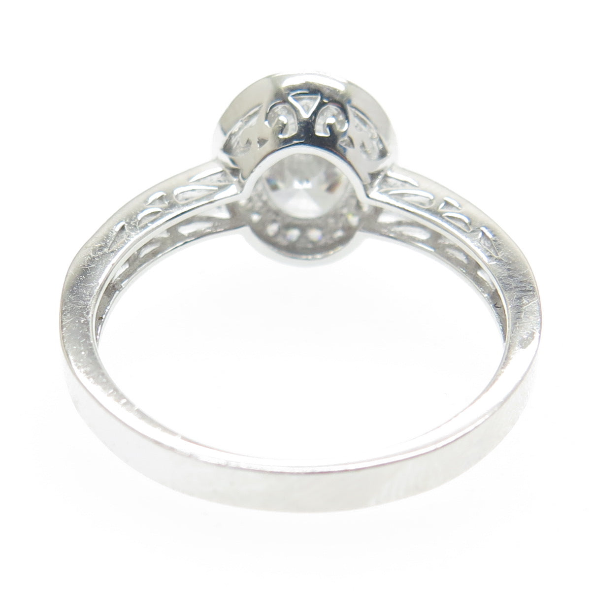 925 Sterling Silver Oval & Round-Cut C Z Promise Ring Size 10.25