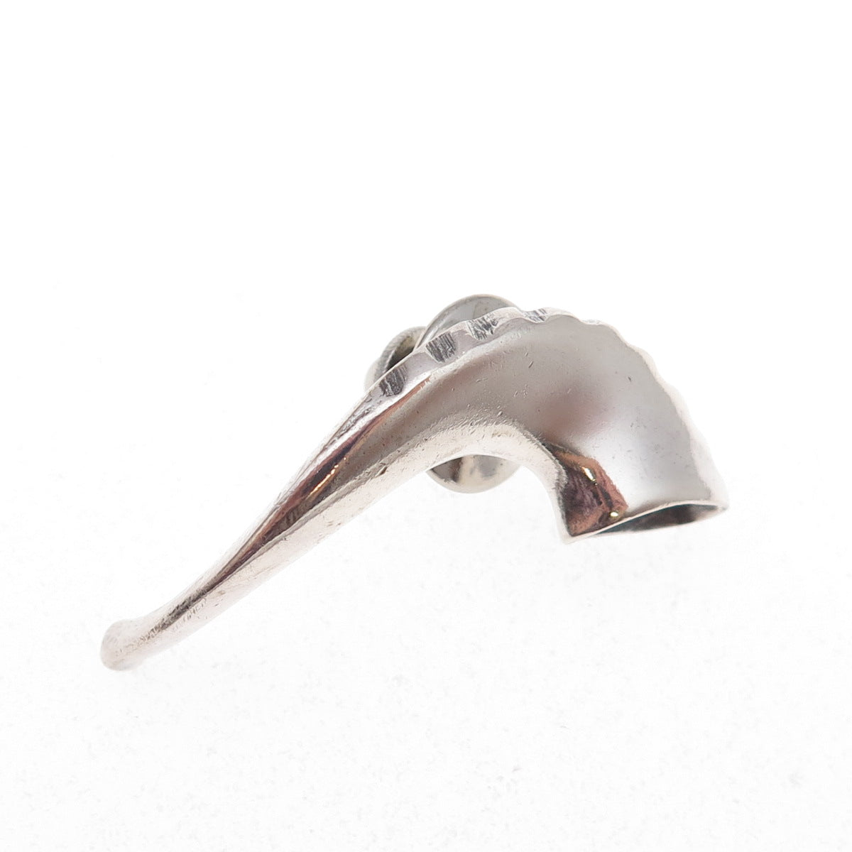 925 Sterling Silver Vintage Horn Oxidized Tie Tack / Lapel Pin
