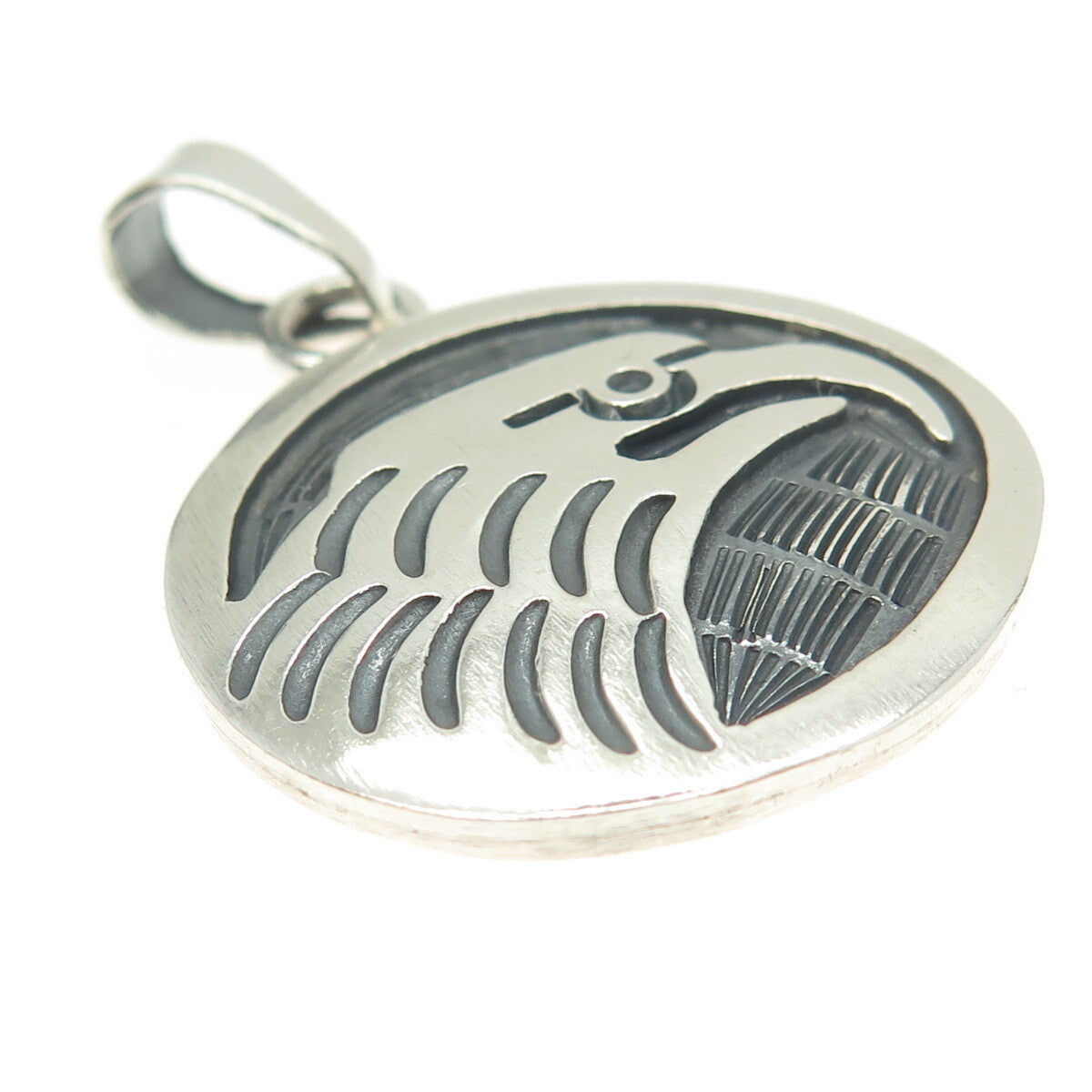 925 Sterling Silver Vintage Southwestern Native Eagle Round Pendant