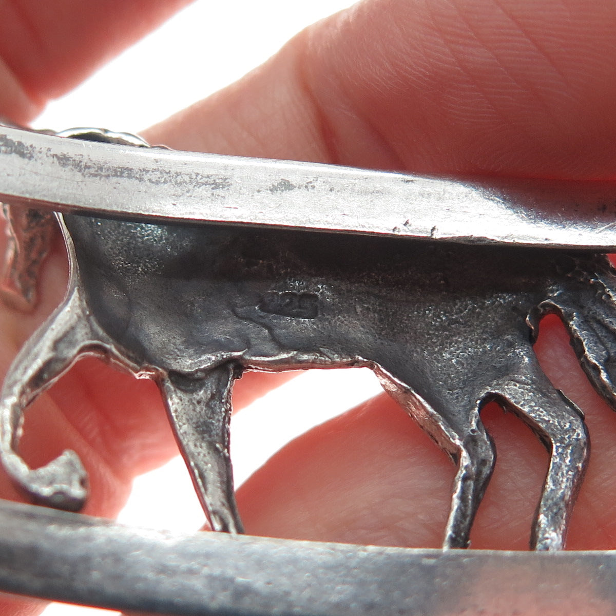 925 Sterling Silver Vintage Mexico Horse Adjustable Oxidized Bracelet 6.75"