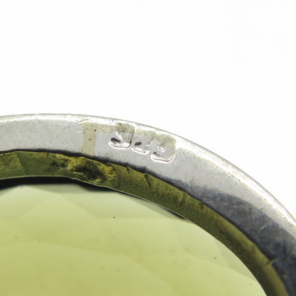 925 Sterling Silver Vintage Real Checkered Citrine Gemstone Pendant