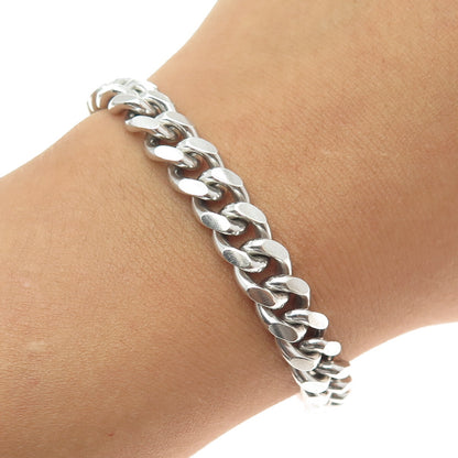 925 Sterling Silver Vintage Italy Solid 40.1g Cuban Link Bracelet 9"