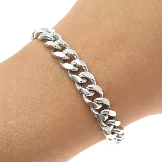 925 Sterling Silver Vintage Italy Solid 40.1g Cuban Link Bracelet 9"