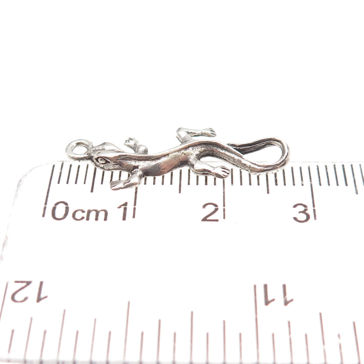 925 Sterling Silver Vintage Lizard Oxidized Charm Pendant