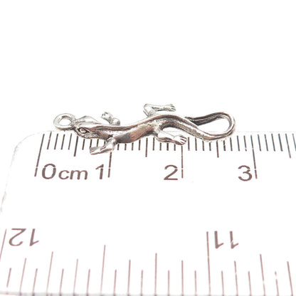 925 Sterling Silver Vintage Lizard Oxidized Charm Pendant