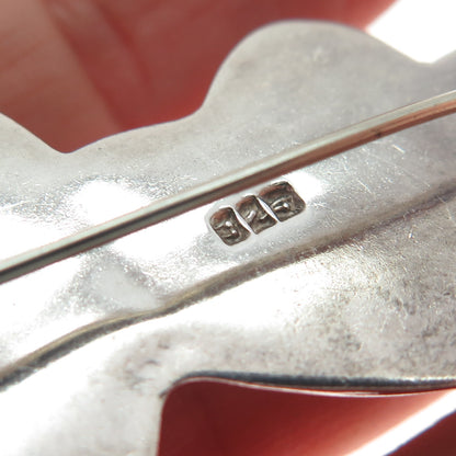 925 Sterling Silver Vintage Graduated Triple Puffy Heart Pin Brooch