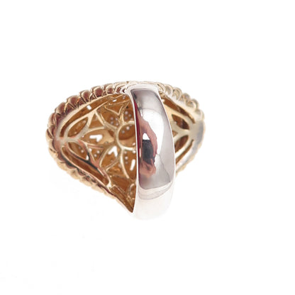 925 Sterling Silver 2-Tone Round-Cut C Z Floral Ring Size 9.25