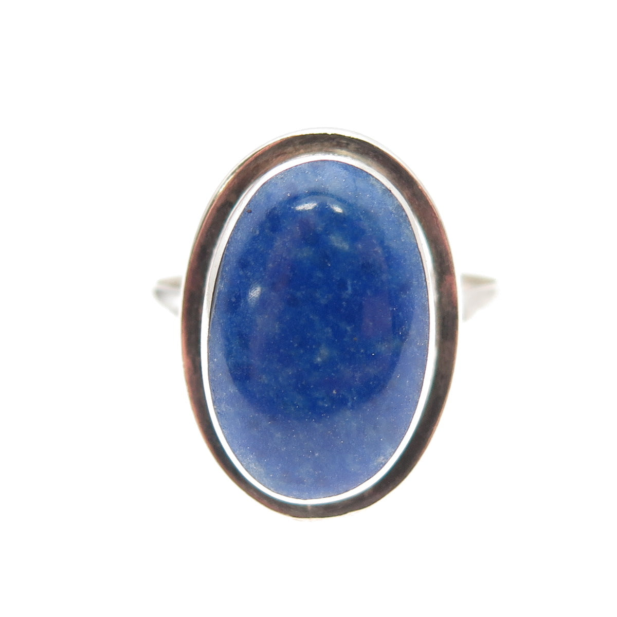 930 Silver Vintage Chile Real Cabochon Lapis Oxidized Ring Size 8.75