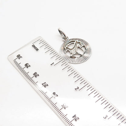 925 Sterling Silver Vintage Modernist Striped Pendant