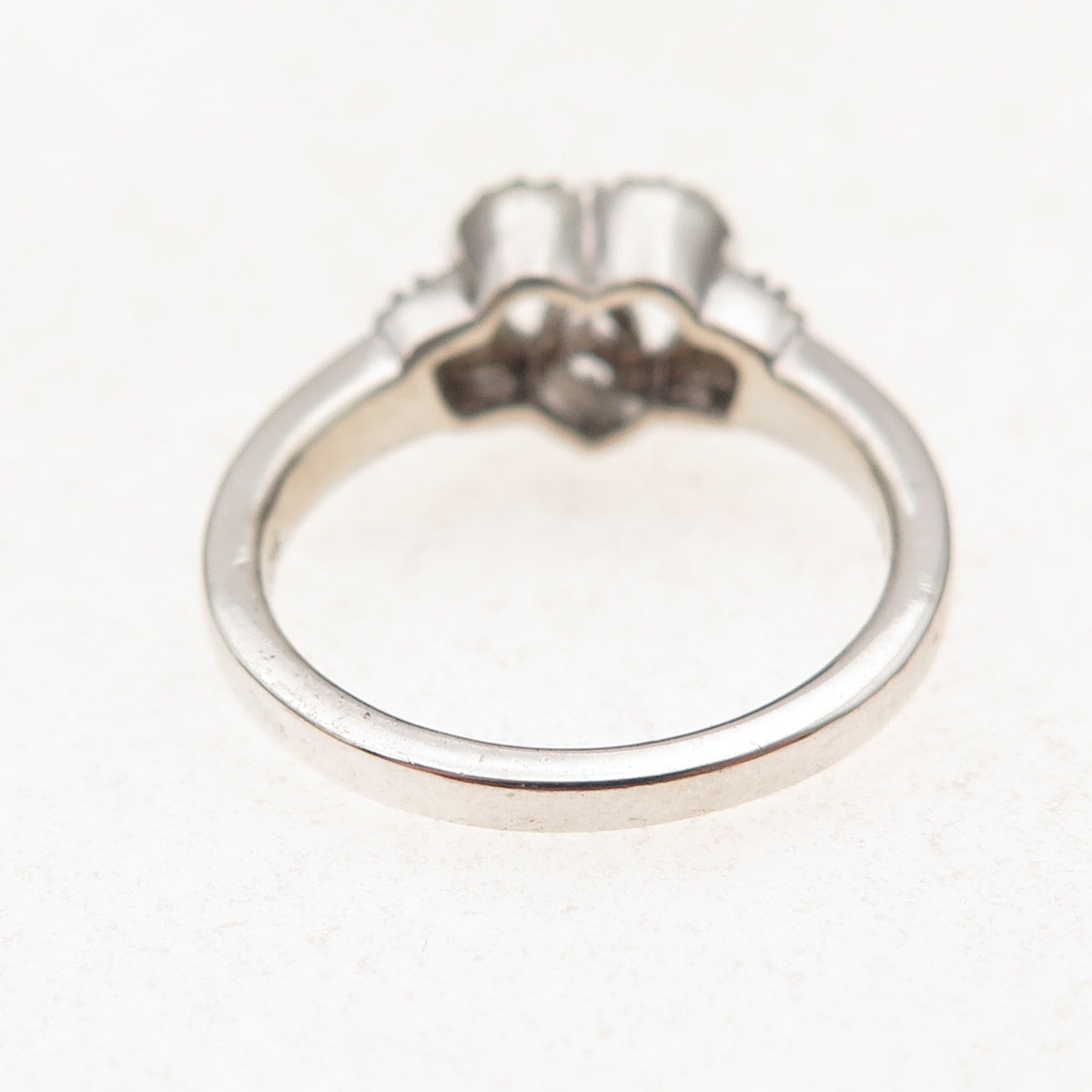 Jane Seymour 925 Sterling Silver Real Round-Cut Diamond Open Heart Ring Size 7