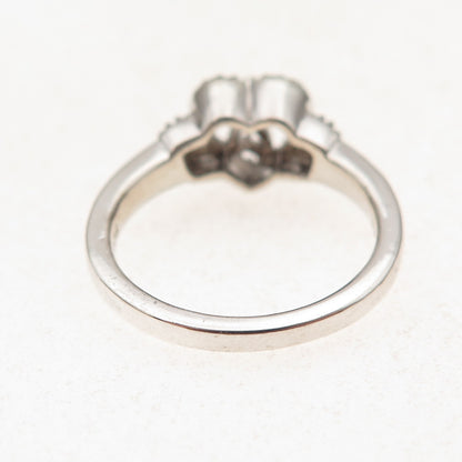 Jane Seymour 925 Sterling Silver Real Round-Cut Diamond Open Heart Ring Size 7