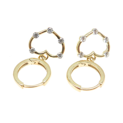 925 Sterling Silver Gold Plated Round-Cut Shaped C Z Open Heart Huggie Earrings