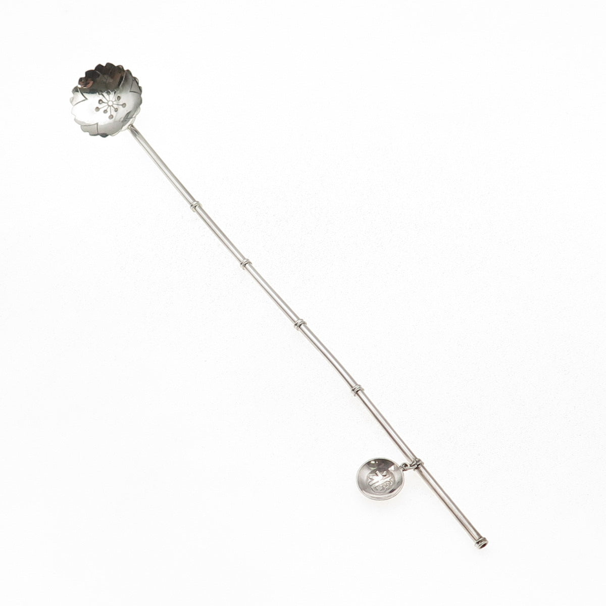 925 Sterling Silver Antique Japan Good Luck Charm Bamboo Iced Tea Straw Spoon