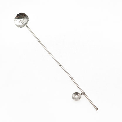 925 Sterling Silver Antique Japan Good Luck Charm Bamboo Iced Tea Straw Spoon