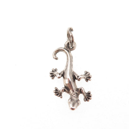 925 Sterling Silver Vintage Lizard Oxidized Charm Pendant
