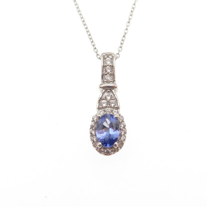 Chuck Clemency 925 Sterling Silver Real Tanzanite White Topaz Chain Necklace 20"