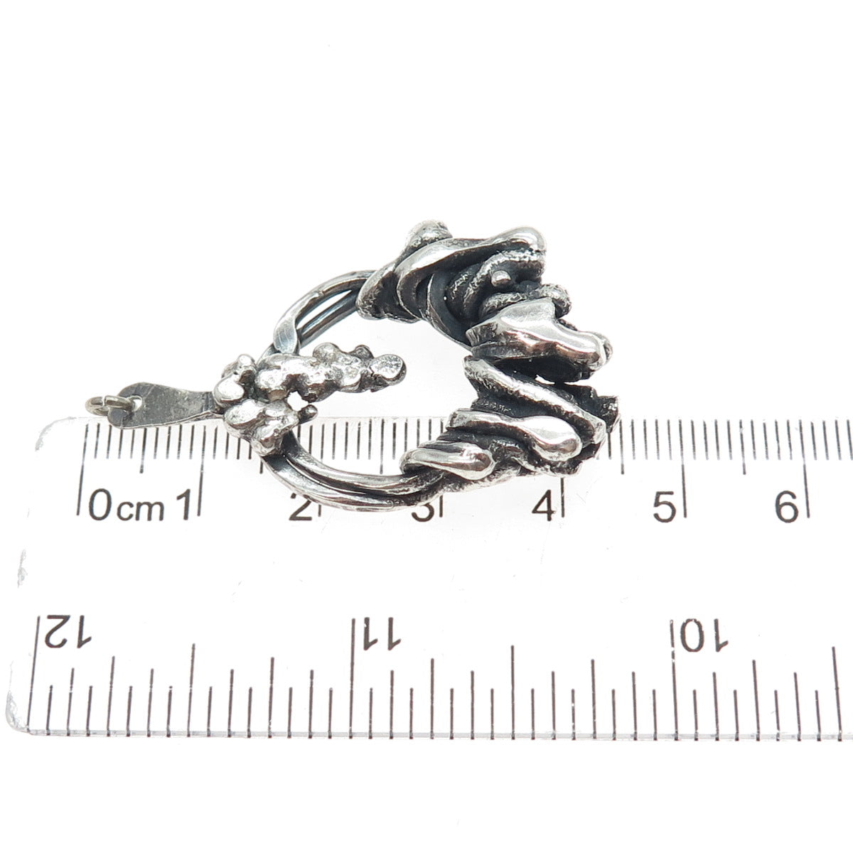 BEBE 925 Sterling Silver Vintage Modernist Oxidized Charm Pendant