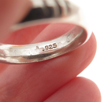 925 Sterling Silver Vintage Ribbed Oxidized Band Ring Size 5.75