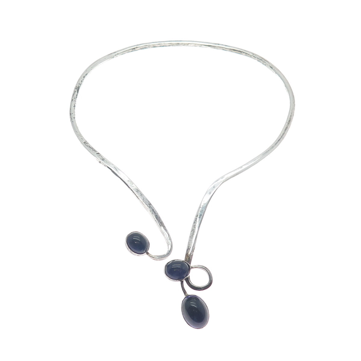 925 Sterling Silver Vintage JTL Israel Amethyst Modernist Choker Necklace 14"